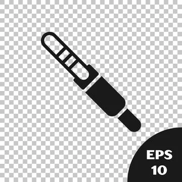 Black Audio jack icon isolated on transparent background. Audio cable for Stock Illustration