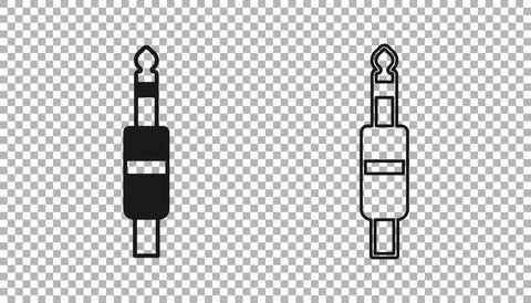 Black Audio jack icon isolated on transparent background. Audio cable for Stock Illustration