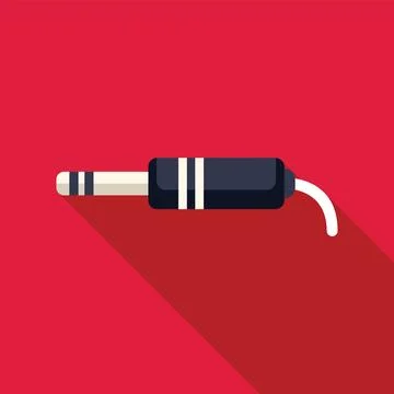 Black audio jack plug connecting on red background 스톡 일러스트