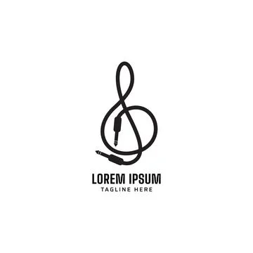 Black audio jack treble clef vector illustration. Analog Music Equipment lo.. Stock Illustration