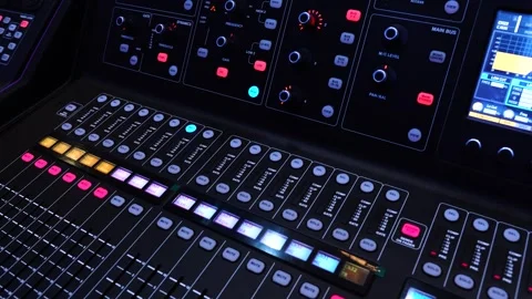 Black audio mixer with mute button and slider knob Stock Footage 290470418