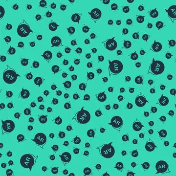 Black Augmented reality AR icon isolated seamless pattern on green background イラスト素材