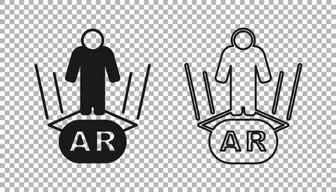 Black Augmented reality AR icon isolated on transparent background. Virtual Stock Illustration