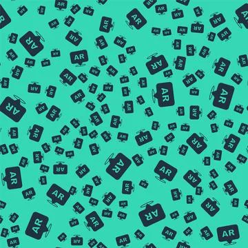 Black Augmented reality AR icon isolated seamless pattern on green background Stock Illustration