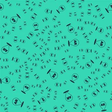 Black Augmented reality AR icon isolated seamless pattern on green background Stock Illustration
