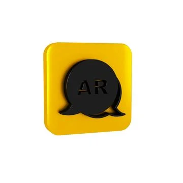 Black Augmented reality AR icon isolated on transparent background. Virtual.. Illustrazione stock