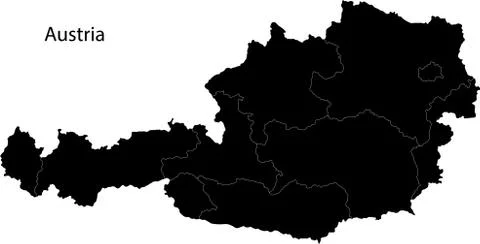 Black Austria map Stock Illustration
