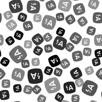 Black Auto flash icon isolated seamless pattern on white background. Automati 스톡 일러스트