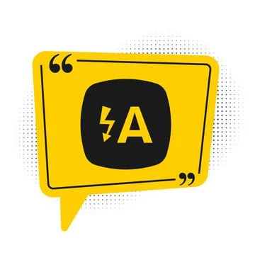 Black Auto flash icon isolated on white background. Automatic flash. Yellow s Stock Illustration