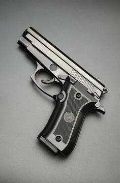 Black automatic gun on black background Stock Photos