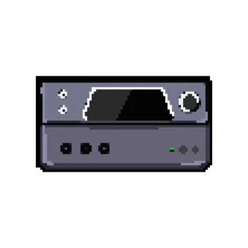 Black av receiver pixel art vector illustration Stock Illustration
