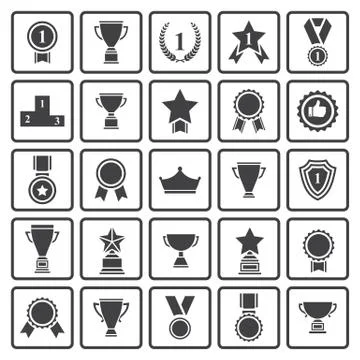 Black avards  icons set Stock Illustration
