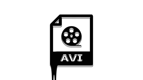 Black AVI file document. Download avi button icon isolated on white background Stock Footage 233781562