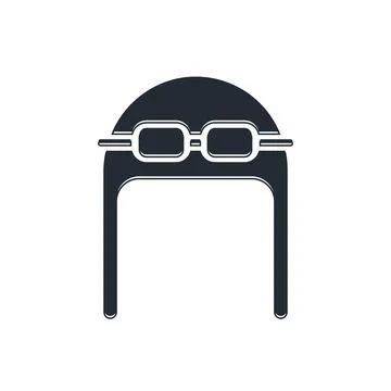 Black Aviator hat with goggles icon isolated on white background. Pilot hat.. 스톡 일러스트