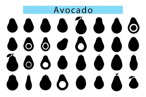 Black Avocado silhouette vector illustration Stock Illustration