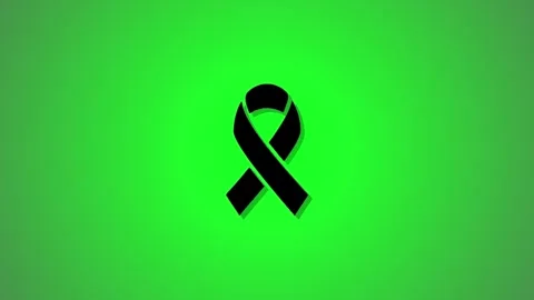 Black awareness ribbon animation with shadow effect on bright green screen .. Stock Footage 346490855