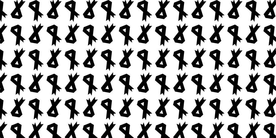 Black awareness ribbon repeating pattern vectors isolated on white background イラスト素材