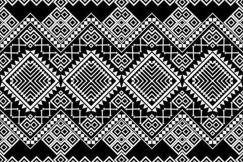 Black aztec zig zag fabric pattern Stock Illustration