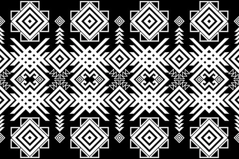 Black aztec zig zag fabric pattern Stock Illustration