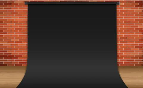 Black backdrop in the studio room Stock Illustration