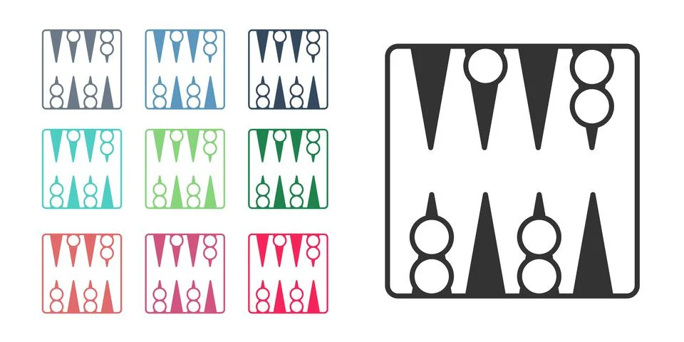 Black Backgammon board icon isolated on white background. Set icons colorful Stock Illustration