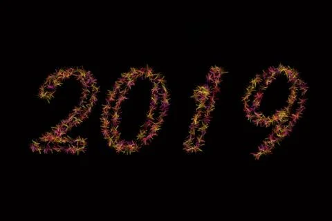 Black background 2019 article . Red and green 2019 New Year of on black backg Stock Illustration