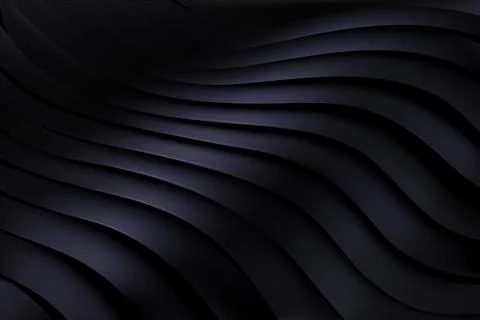 Black background. 3D abstract architecture wallpaper. Geometry cover. Wavy Stock Illustration