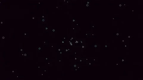 Black background abstract glowing particles flow and drift in zero gravity .. Vídeo Stock 342161556