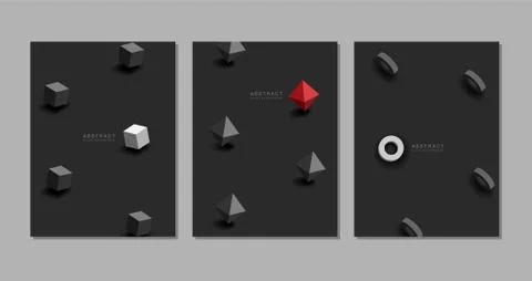 Black background. Abstract realistic 3D, geometric , texture Vector. Stock Illustration