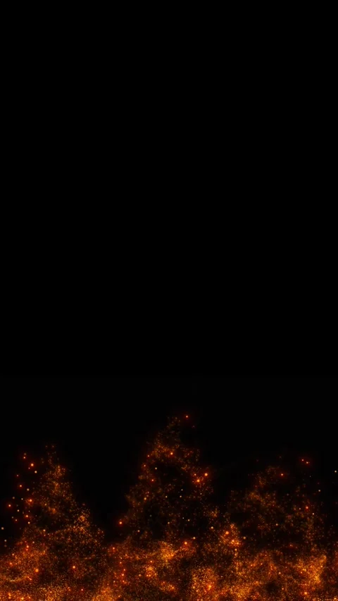 Black background amber spark dust rising like flame silhouettes, soft glowing pa Stock Footage 340402793