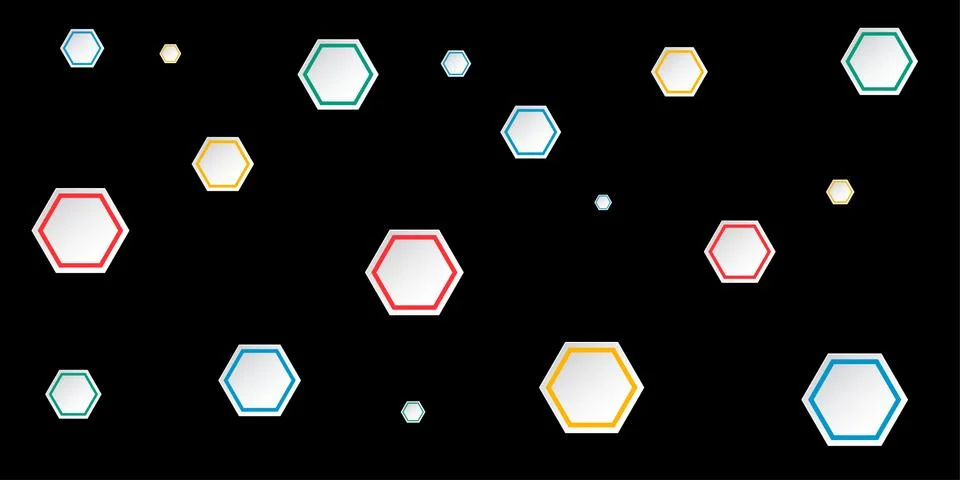 Black background and colored hexagons Stock Illustration