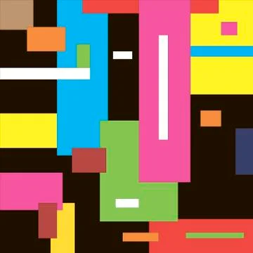Black background and colored shapes Illustrazione stock