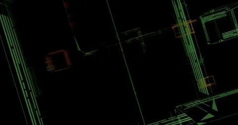 Black background and geometric figures in color. Stock Illustration