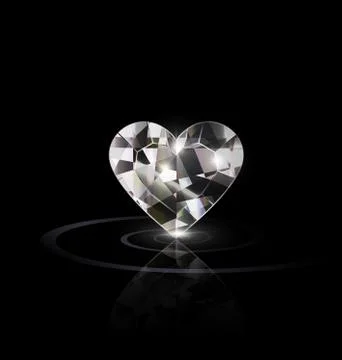 Black background and large light jewel crystal heart Stock Illustration