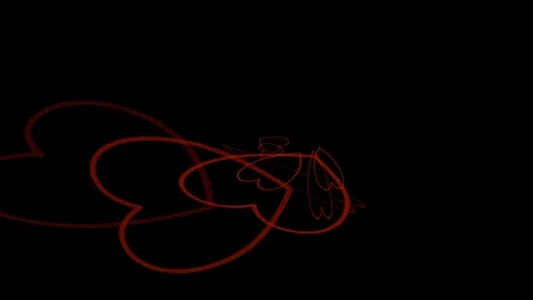 Black background and moving heart shape lines Stock Footage 106739062