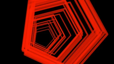 Black background and moving pentagon lines Video stock 106421636