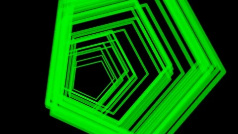 Black background and moving pentagon lines Stock Footage 106421716
