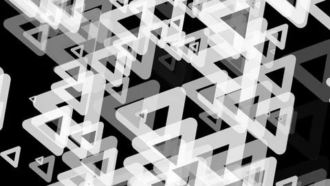 Black background and multiple moving triangles Stock Footage 113390900