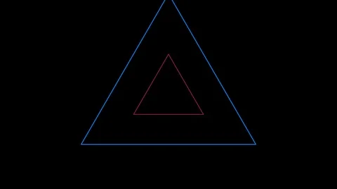 Black background and multiple moving triangles, Zoom in and out repeatedly Stock Footage 113778927