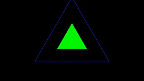 Black background and multiple moving triangles, Zoom in and out repeatedly Stock Footage 114154442