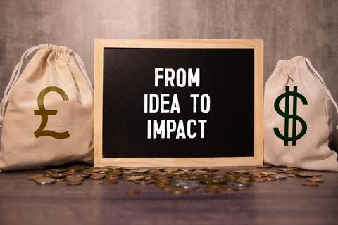Black background and text From idea to impact Stock Photos