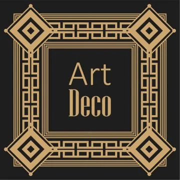 Black background art deco frames Illustrazione stock