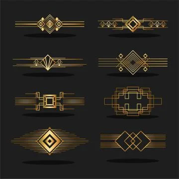 Black background art deco frames Illustrazione stock