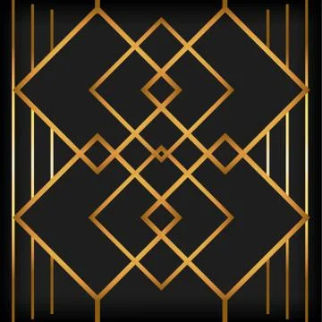 Black background art deco frames Illustrazione stock