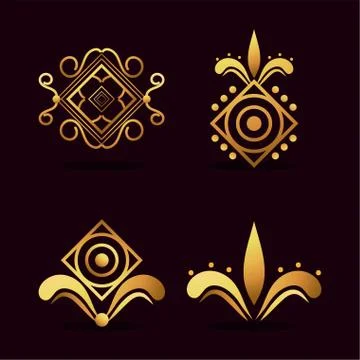 Black background art deco frames Stock Illustration