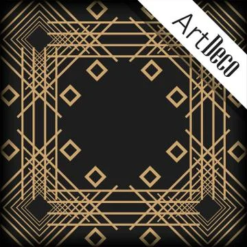 Black background art deco frames Illustrazione stock