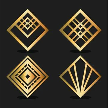 Black background art deco frames Stock Illustration