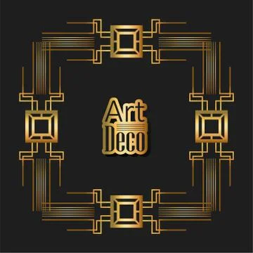 Black background art deco frames Illustrazione stock