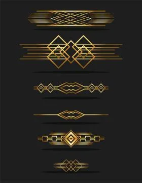 Black background art deco frames Stock Illustration