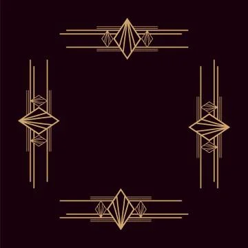Black background art deco frames Illustrazione stock